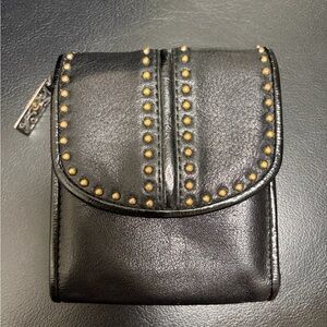 Brighton Pretty Tough Black Leather Wallet with Gold Studs
